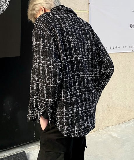 CHECKED JACQUARD SHIRT JACKET /2color
