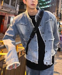 FRAYED EDGE DENIM JACKET /2color