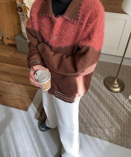 SPLICE KNIT CARDIGAN JACKET /2color