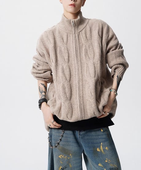 LUXCABLE W-ZIP CARDIGAN /3color