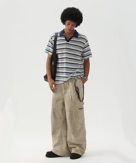 TEXTURESTRIPE KNIT POLO /2color