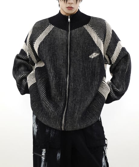BLOCKNOISE ZIP CARDIGAN /3color