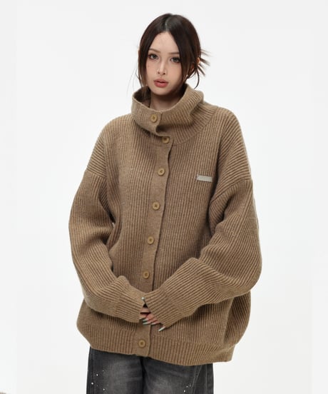 CHUNKY KNIT TURTLE CARDIGAN /3color