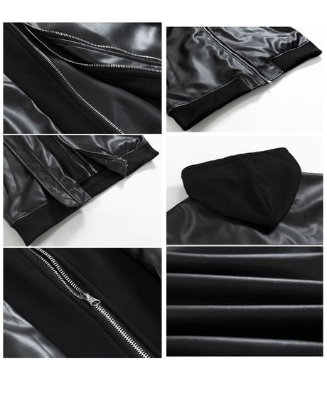 FAUX LEATHER HOODED BLOUSON