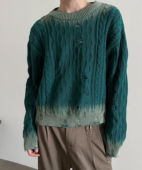 GRADIENT DISTRESSED KNIT /2color