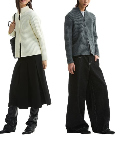 ASYMMETRIC KNIT SHORT JACKET /2color