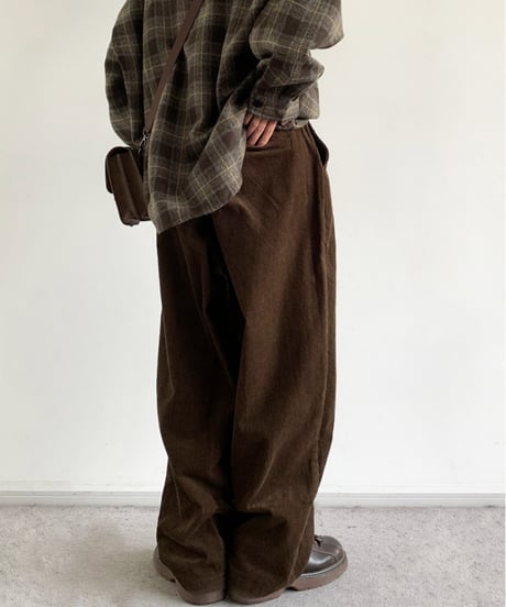 CORDUROY WIDE TUCK PANTS /2color