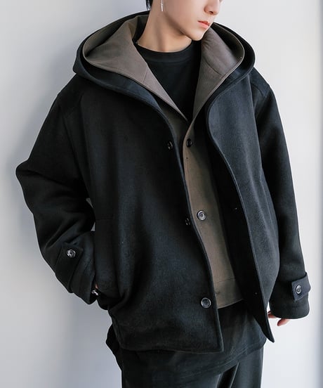 WOOL-MIX LAYERED SHORT COAT /2color