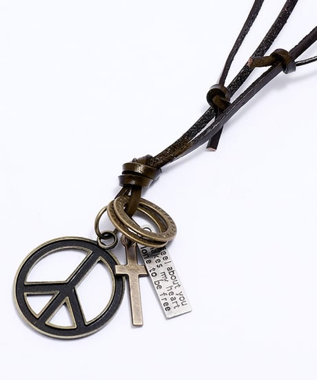 PEACE MARK LEATHER NECKLACE /2color