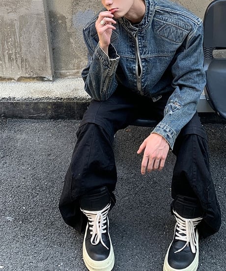 NO-COLLAR VINTAGE DENIM JACKET