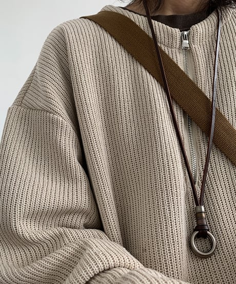 ROUND NECK HALF ZIP KNIT /3color