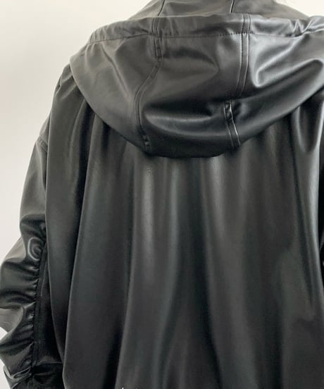 FAUX LEATHER HOODED BLOUSON