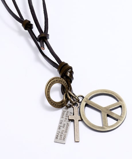 PEACE MARK LEATHER NECKLACE /2color