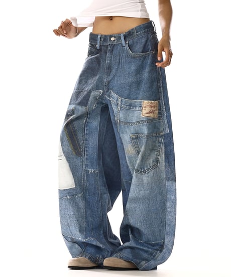 SCRAPEDGE WIDE JEANS
