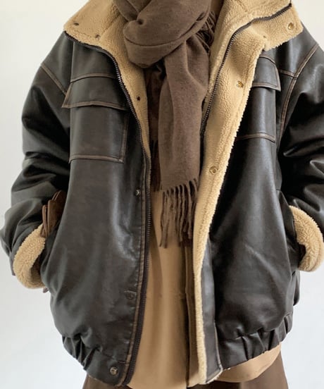 FAUX LEATHER BOA JACKET