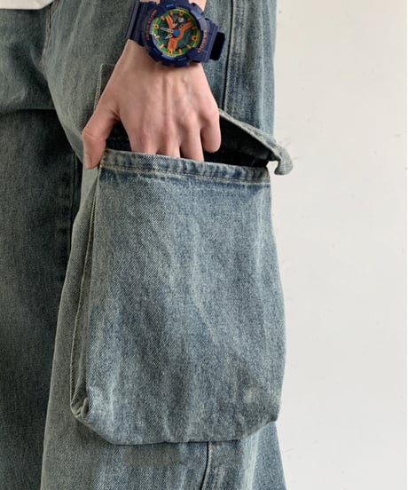 VINTAGE WASHED CARGO DENIM