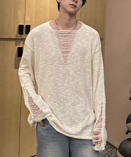 SLIT SLASH SUMMER KNIT /2color