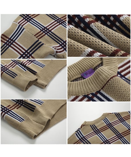 PLAID LOOSE KNIT PULLOVER