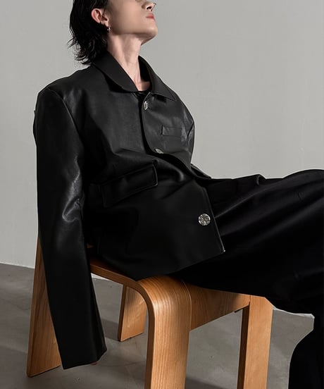 BUTTON DESIGN FAUX LEATHER JACKET