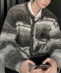 MOHAIR-LIKE STRIPED KNIT CARDIGAN /5color