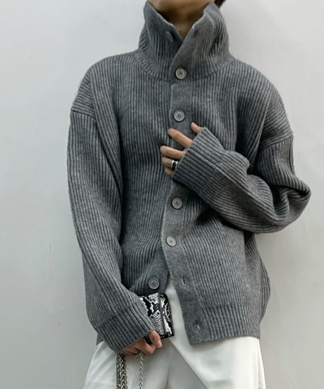 HIGH-COLLAR KNIT CARDIGAN /3color