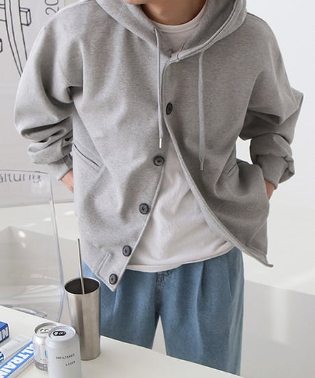 BUTTON LOOSE HOODED JACKET