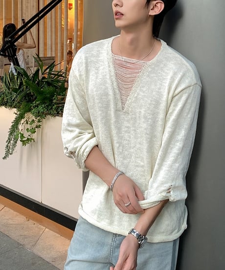 SLIT SLASH SUMMER KNIT /2color