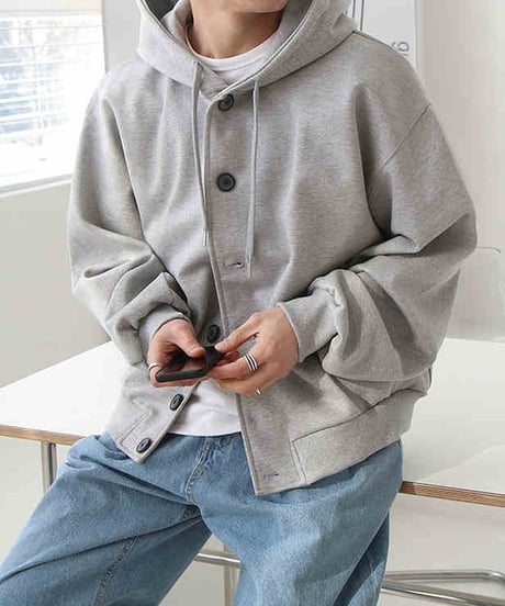BUTTON LOOSE HOODED JACKET