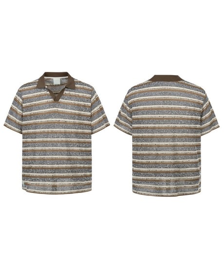 TEXTURESTRIPE KNIT POLO /2color