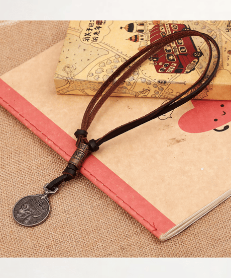 ALTERNATIVE COIN LEATHER NECKLACE