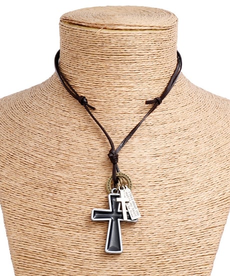RETRO CROSS LEATHER CHOKER
