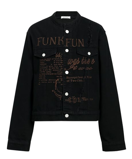 NO-COLLAR SHORT DENIM JACKET