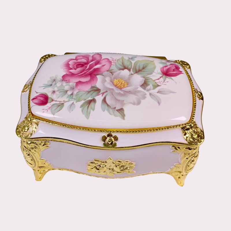 もっこ型 オルゴール付き宝石箱 ピンクばら白ばら | SILVER OHNO