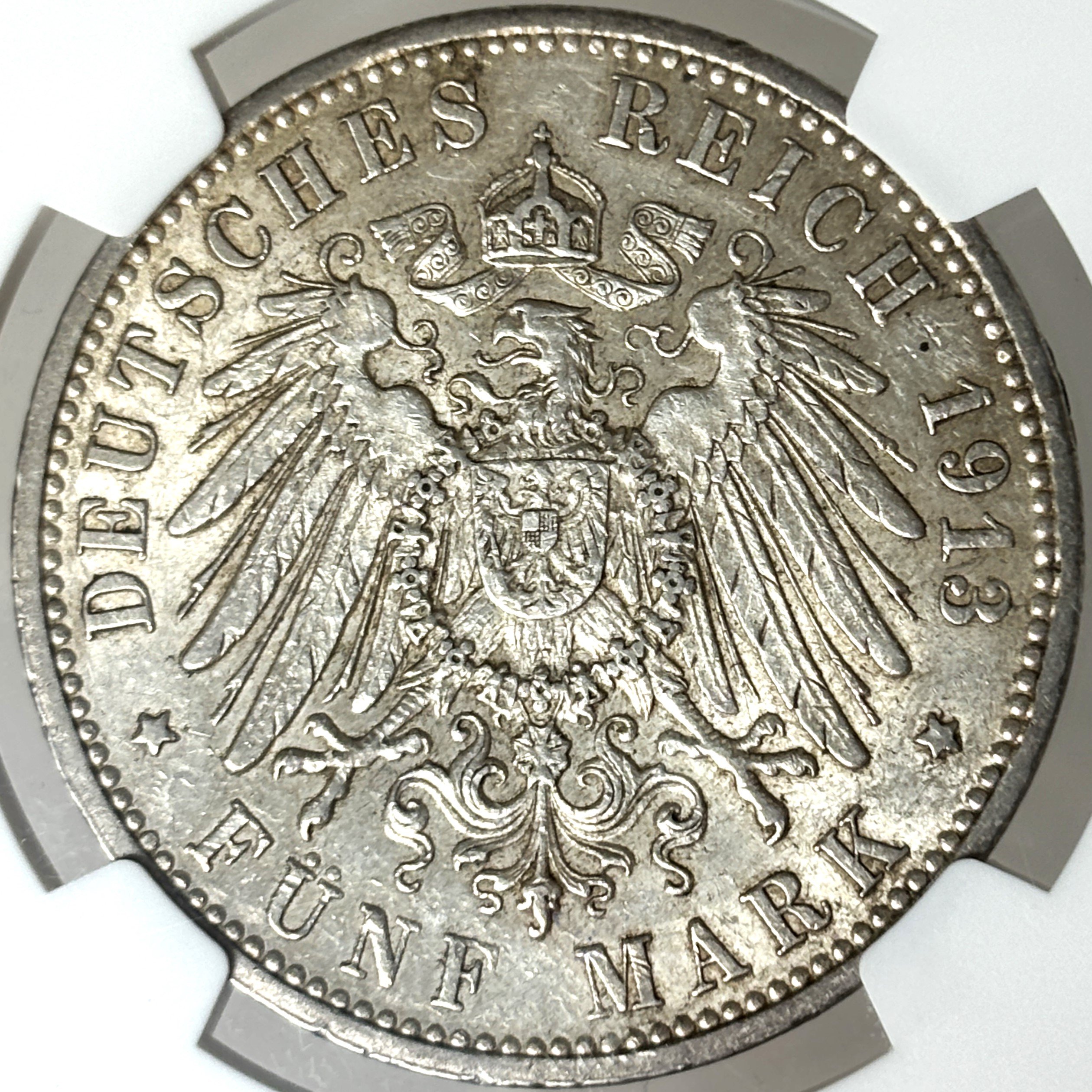 1913 美しい自由都市 ハンブルク】5マルク 銀貨 ドイツ NGC AU58 | Coin