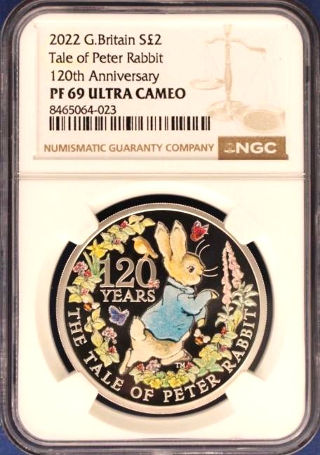 2022年 イギリス ピーターラビット 120周年記念 £2銀貨 NGC PF69 ULTRA
