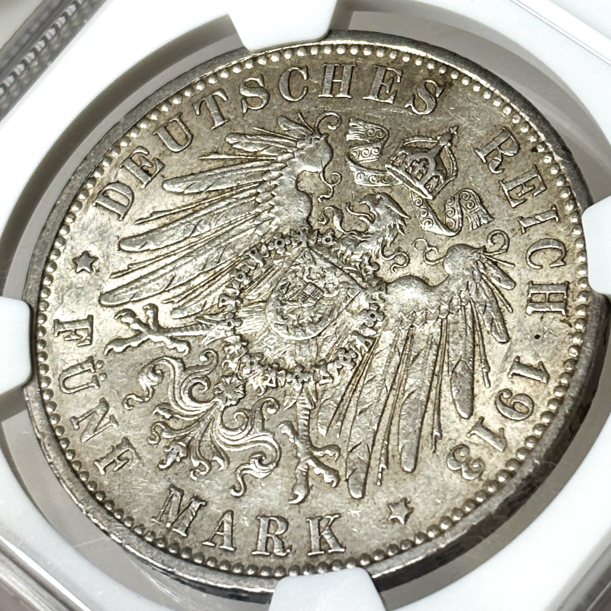 1913 美しい自由都市 ハンブルク】5マルク 銀貨 ドイツ NGC AU58 | Coin