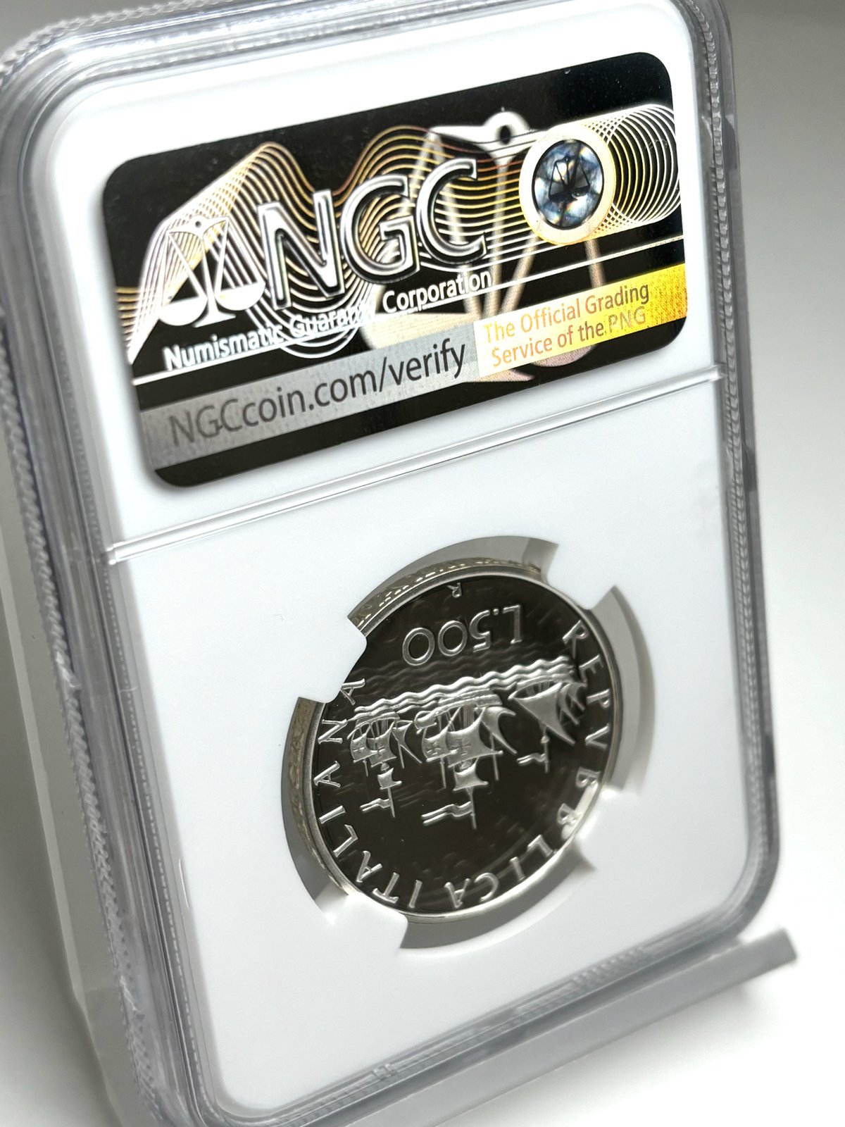 上品 銀貨 500リラ 1967年 イタリア ルネッサンス NGC鑑定 コロンブス 上品 銀貨 500リラ 1967年 イタリア ルネッサンス NGC鑑定 コロンブス