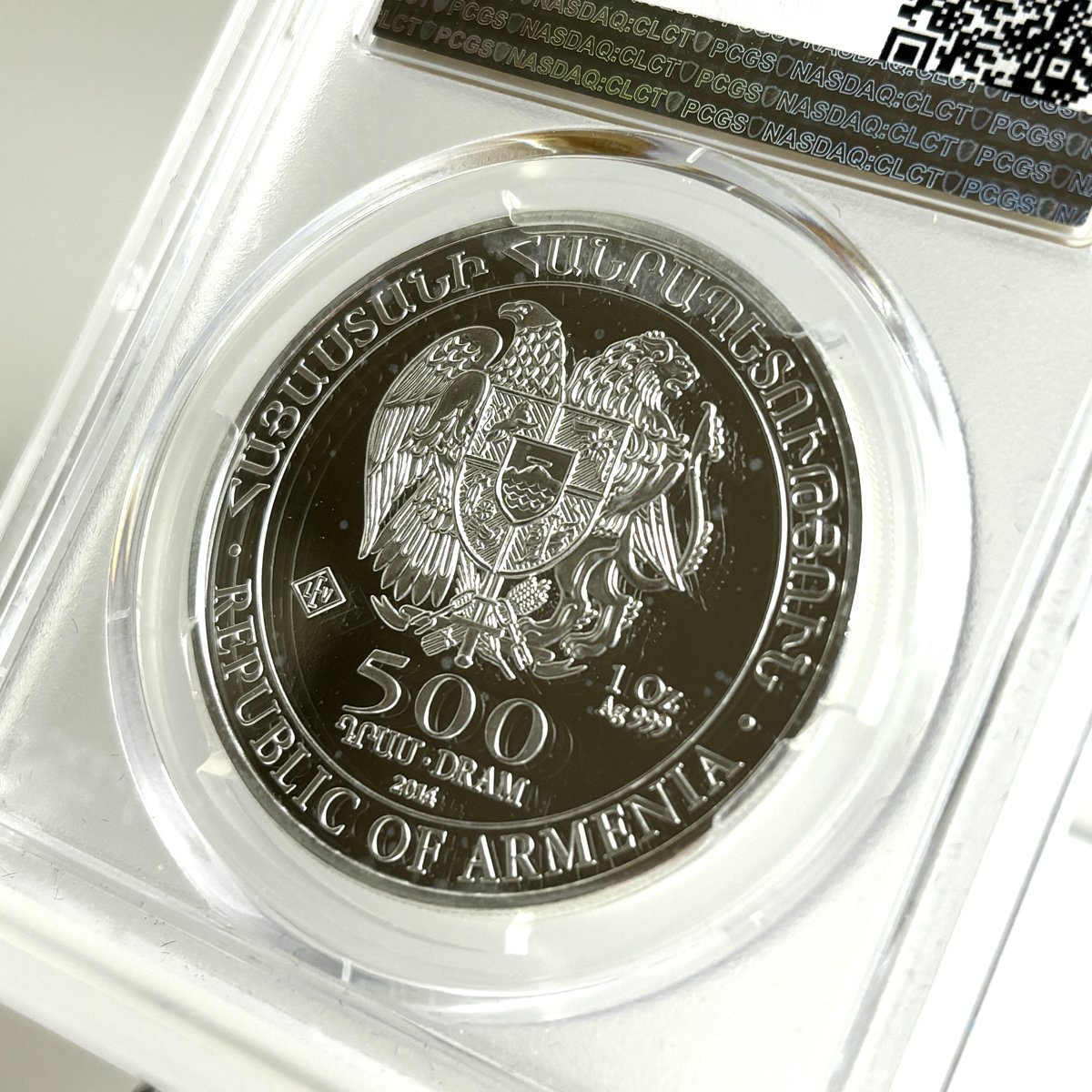 2014年 ノアの箱舟 アルメニア 500dドラム 1オンス 銀貨 PCGS MS69 | C