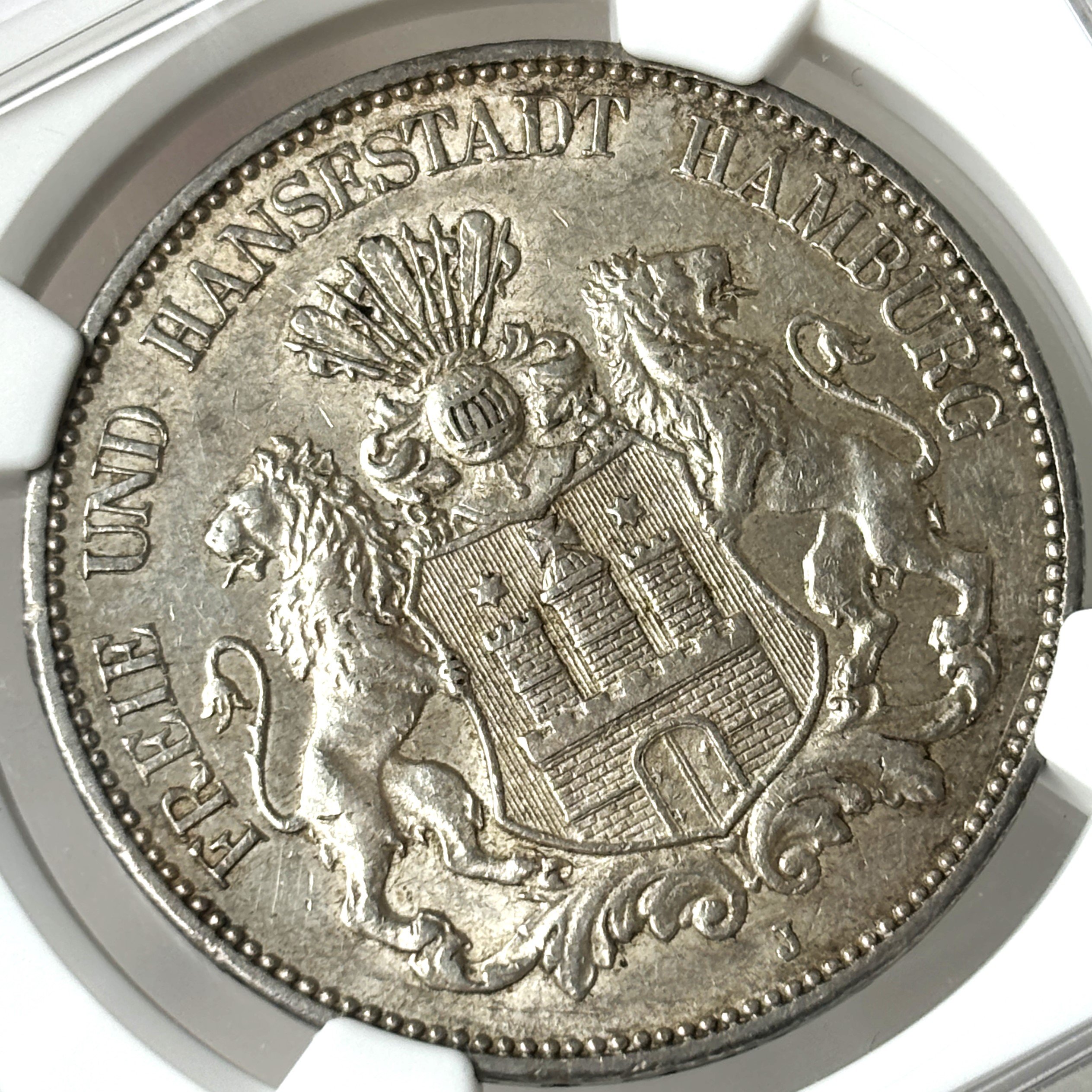 1907年 ドイツ帝国 ハンブルク銀貨 5マルク 自由ハンザ都市銀貨 SV900 original