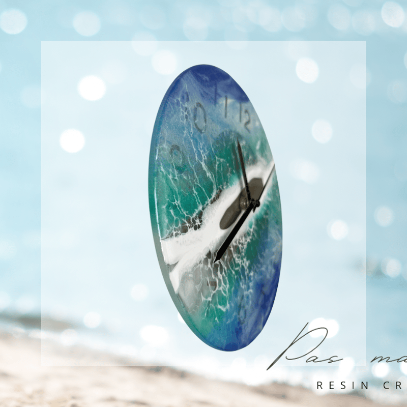 海レジンアート時計20 時間を海と〜 2wavesと自然の雰囲気〜