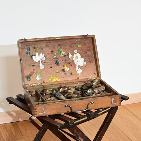 France Antique Wooden paint box / フランス アンティーク 木製の絵具箱