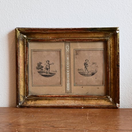 France Antique Angel Framed / フランス アンティーク 子供の天使の額装