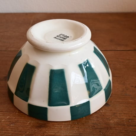 France Antique Cafe Bowl "DIGOIN" / フランス  カフェオレボウル 緑の市松模様