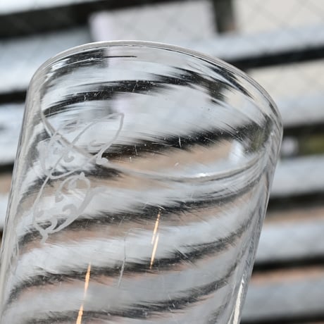 France Antique   Etching Glass / フランス アンティーク エッチングが施されたクリスタルグラス