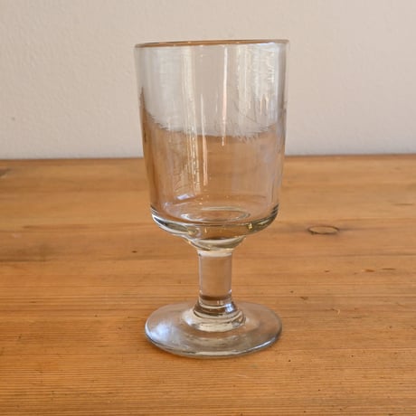 FRANCE Antique Wine Glass  / フランス アンティーク 筒型のエッチングビストロワイングラス