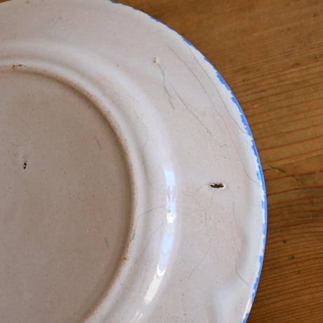 France Antique  Bule Plate  / フランス アンティーク 青文字のポエムプレート B