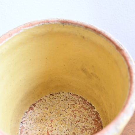 France Antique Confiture Pot Yellow Glaze / フランス アンティーク 南仏の黄釉のコンフィチュールポット NOVIA刻印 中
