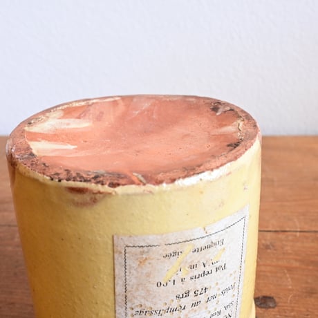 France Antique Confiture Pot Yellow Glaze / フランス アンティーク 南仏の黄釉のラベル付きコンフィチュールポット