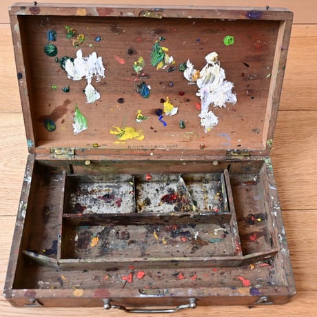 France Antique Wooden paint box / フランス アンティーク 木製の絵具箱