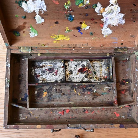 France Antique Wooden paint box / フランス アンティーク 木製の絵具箱
